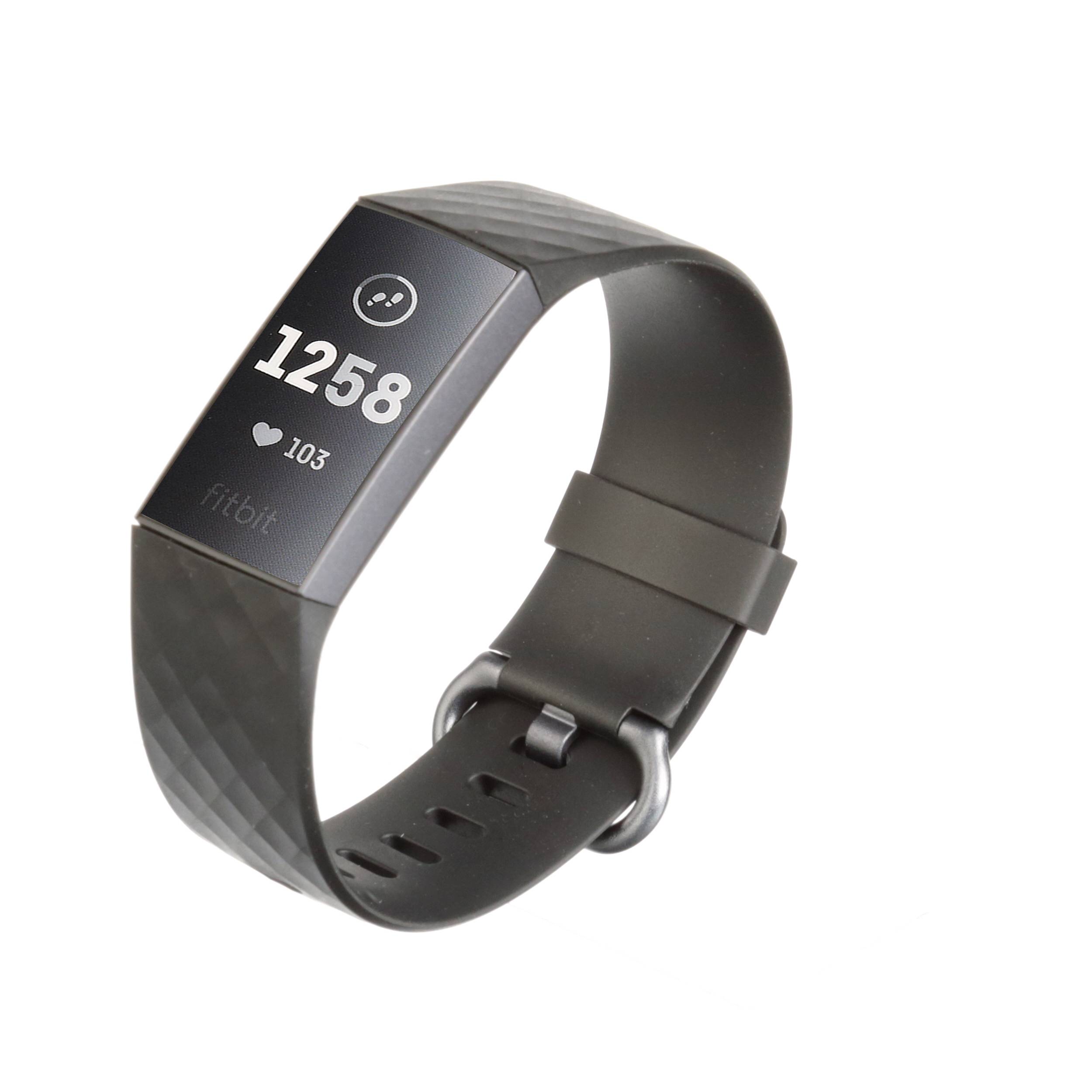 Mobigear Active - Bracelet Fitbit Charge 3 SE en Silicone Souple Fermeture  à boucle - Noir / Bleu 6-521612-2 